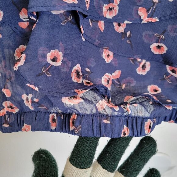 Torrid Blue Pink Floral Sheer Tiered Ruffle Chiffon Banded Cami Tank Blouse 1X - Picture 8 of 12